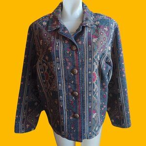 Vintage Gotcha Covered Jacket Medium Southwestern Aztec Tapestry 1990's Cottage